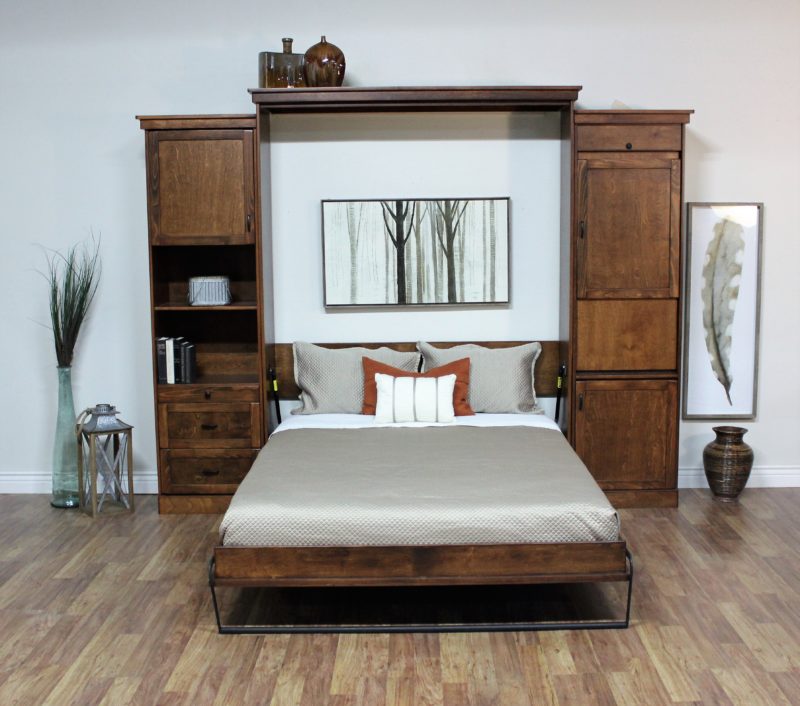 Keystone Open Murphy Wall Bed with Side Piers and Cabinets - Wallbeds n More Phoenix