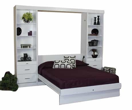 Euro Wall Bed in White Open With Bed - Wallbeds n More Phoenix