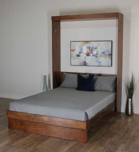 Euro Deluxe Table Bed Open with Dark Finish - Wallbeds n More Phoenix