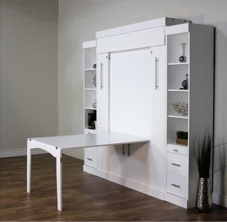 Euro Deluxe Table Murphy Bed In White With Table - Wallbeds n More Phoenix