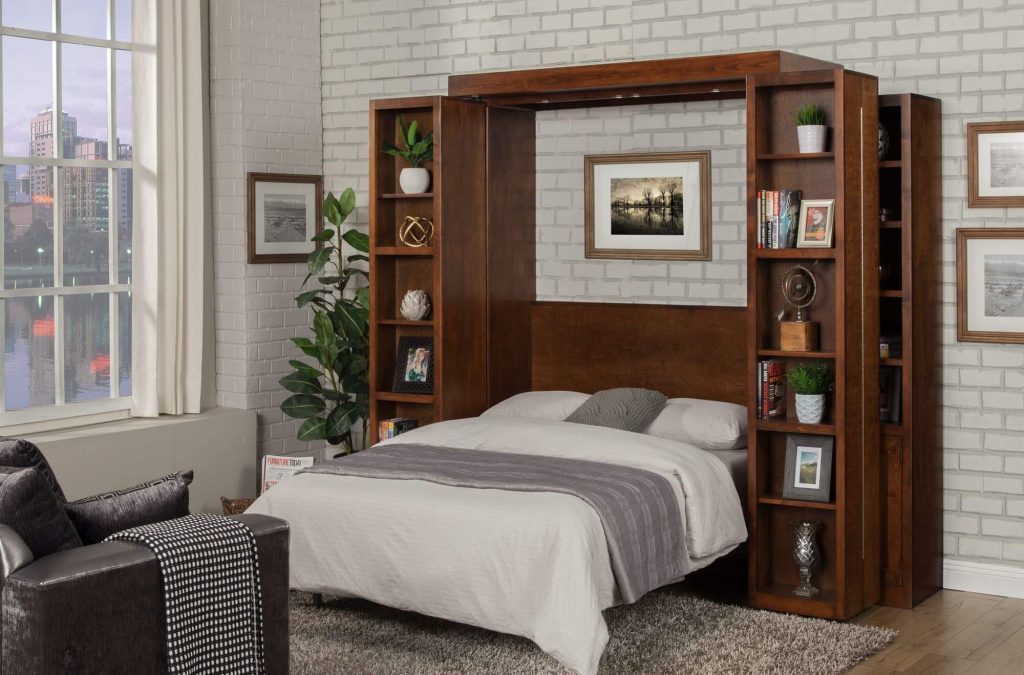 Murphy Wall Bed Bookcases - Library Bookcase Folded Down
