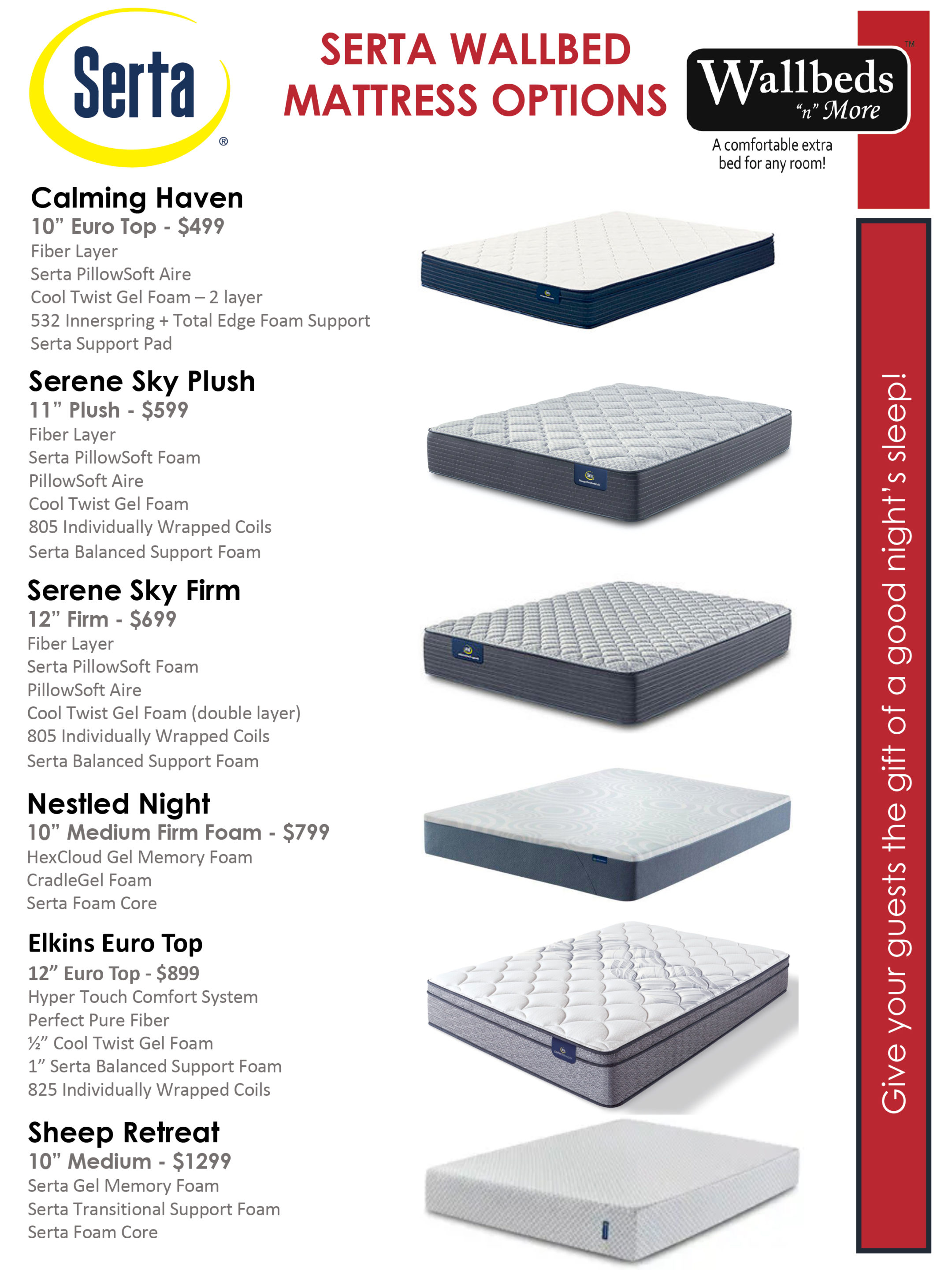 Serta Mattresses for Wallbeds n More Phoenix